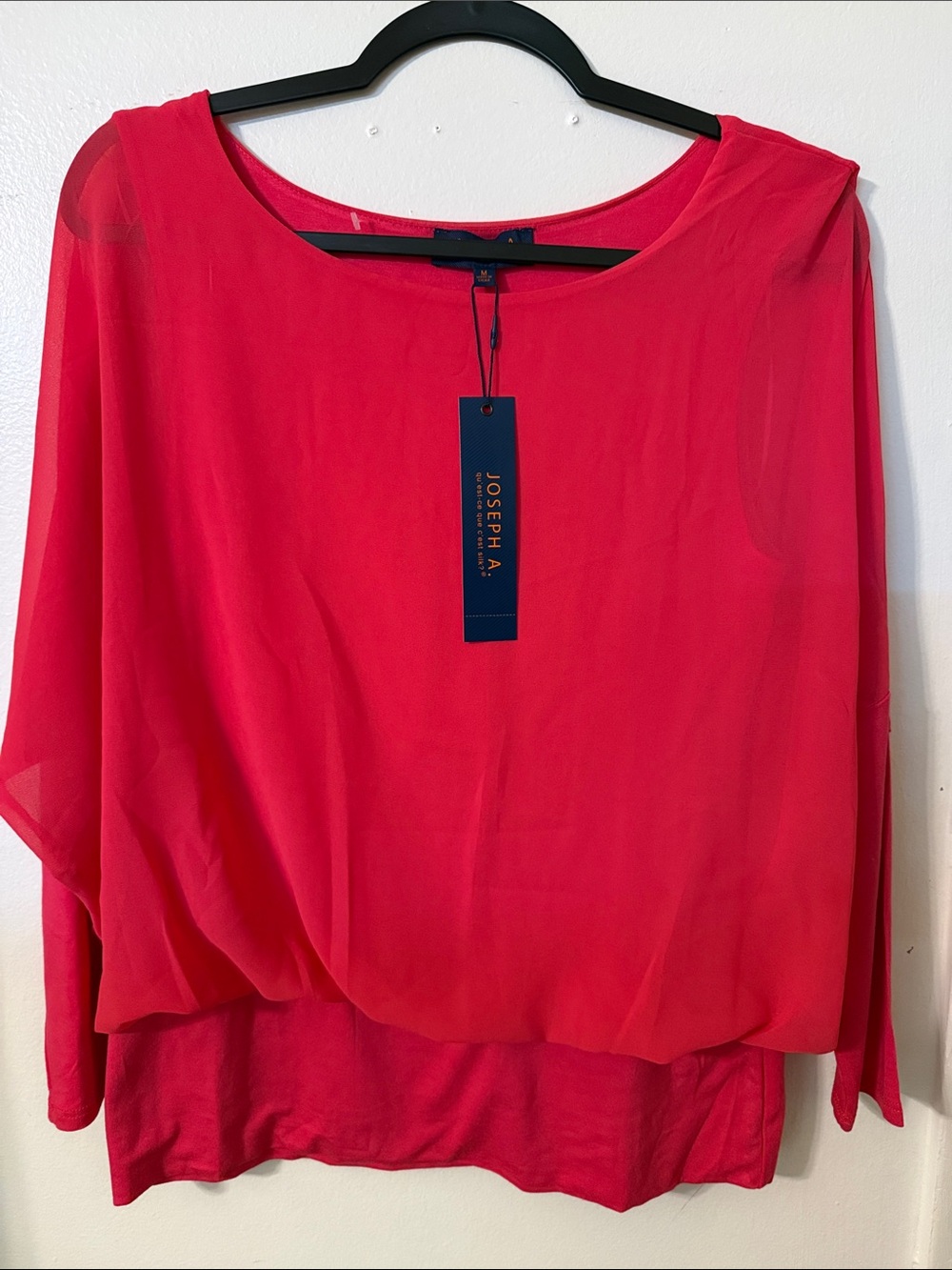 Joseph Sheer Layered Red Blouse